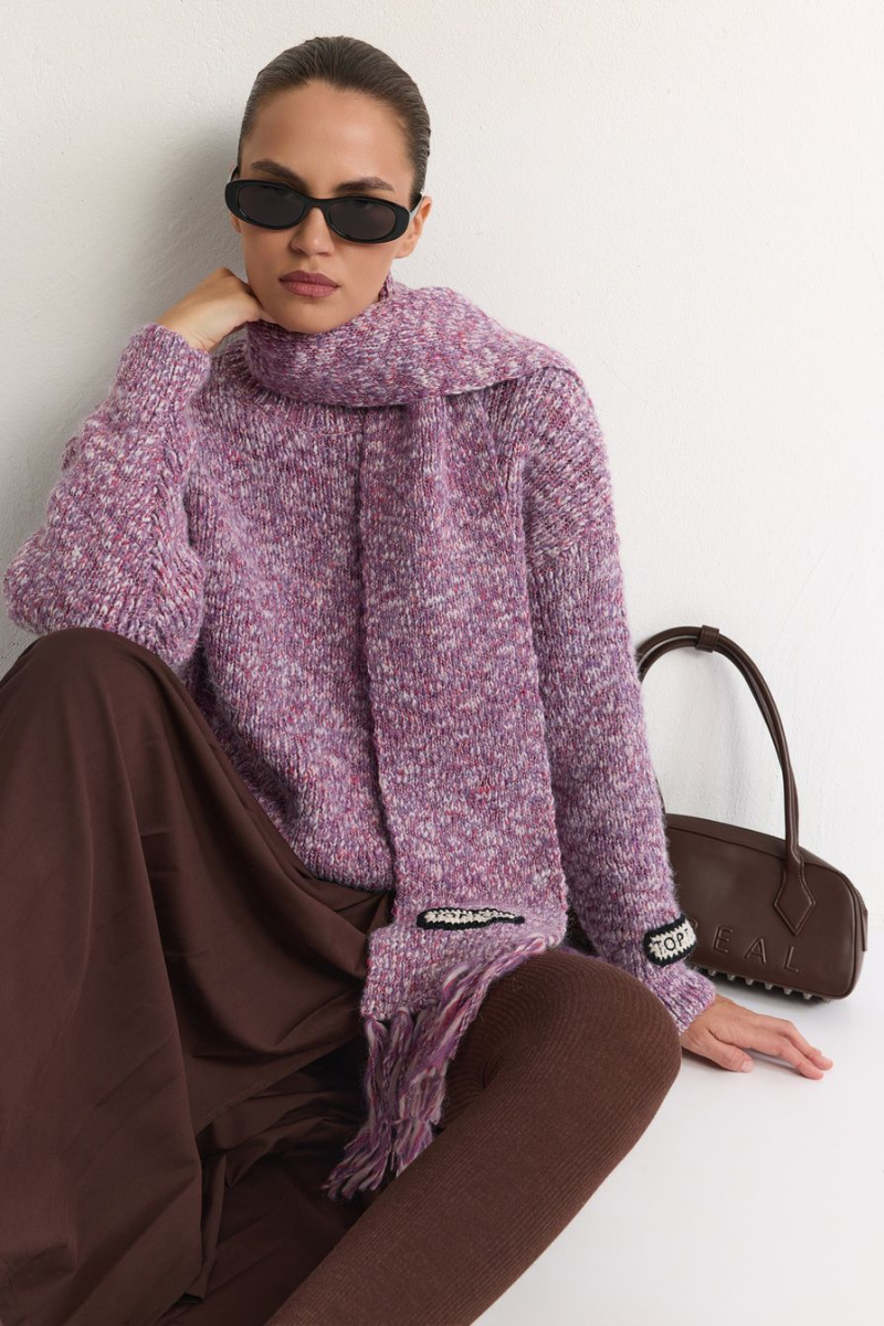 Шарф из переработанного полиэстера TOPTOP, цвет: розовый с принтом TT.607.18517.301 купить онлайн