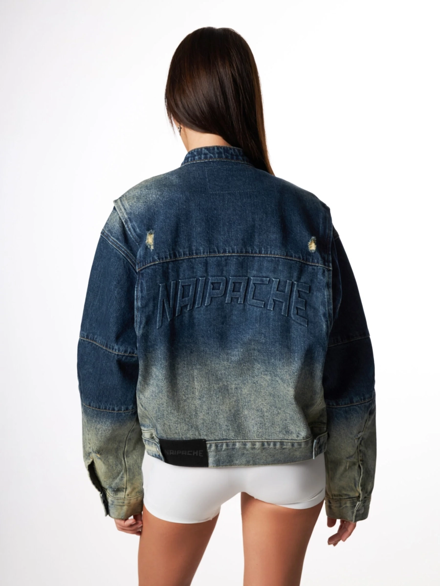 Куртка Cafe racer jacket denim U NAIPACHE, цвет: синий,  купить онлайн
