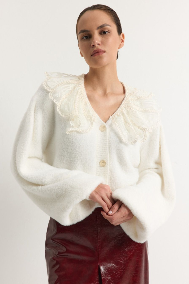 Кардиган с кружевным воротником TOPTOP, цвет: молочный, TTS.051.18653.120 купить онлайн