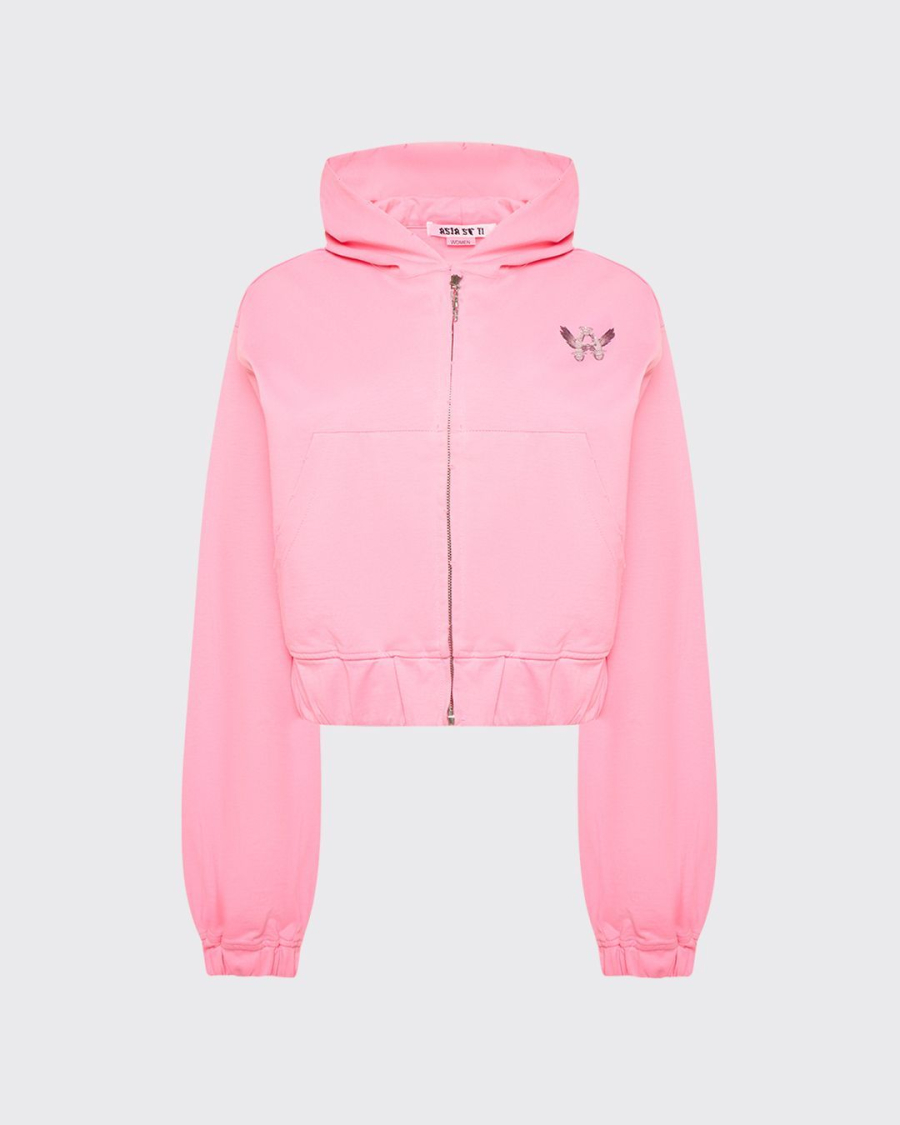 Худи на молнии укороченный ASIA ST 71, цвет: розовый, Ast71.hood-zip-lounge-pink-crop купить онлайн
