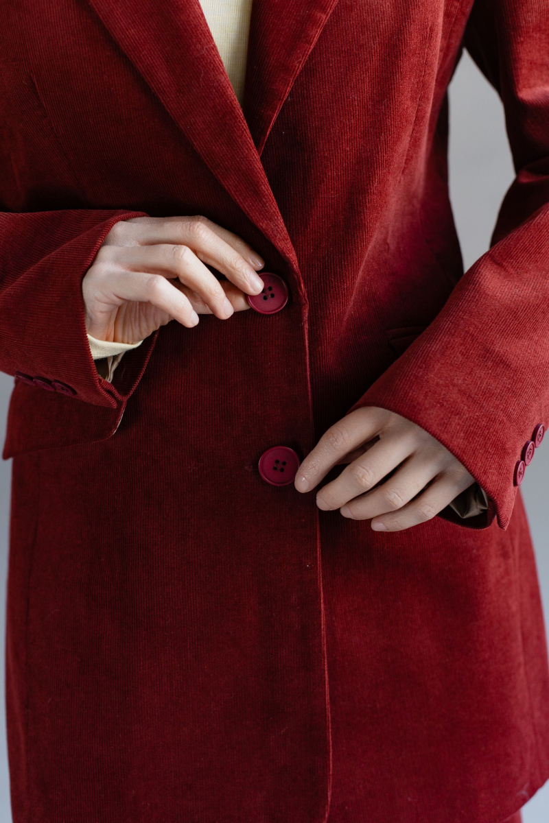 Жакет из вельвета приталенный VLVT, цвет: терракотовый, 00-00005352 купить онлайн