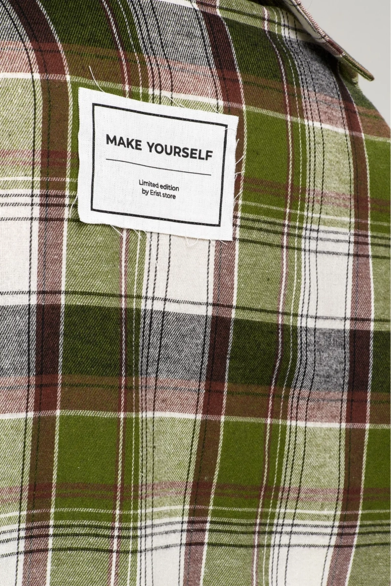 Рубашка в клетку с карманом Oversize Green