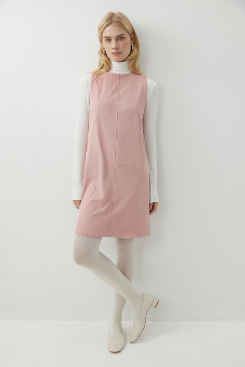 Платье мини прямое из замши