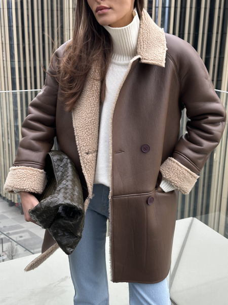 Дубленка из искусственного меха удлиненная VELVET, цвет: коричневый, 00-00005182 купить онлайн