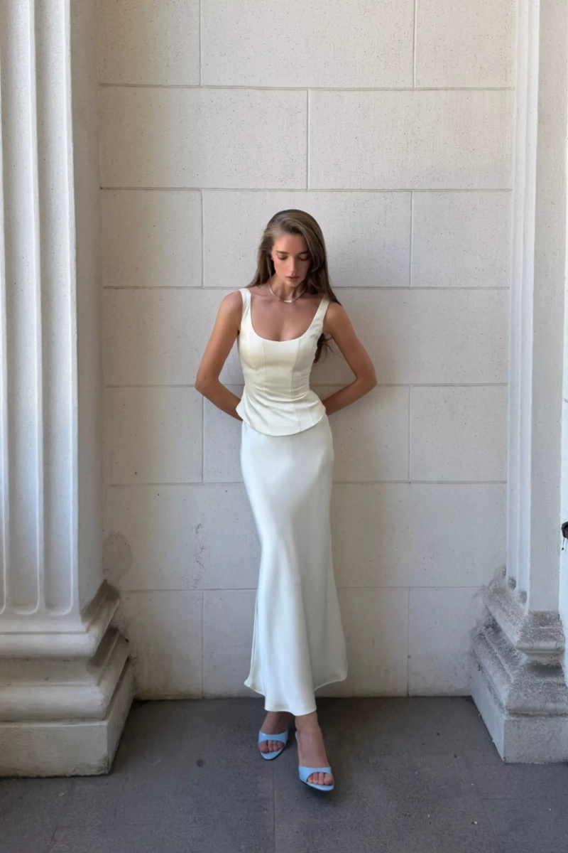 Юбка годе из сатина Charmstore, цвет: Сливочный, 116-55960-121 купить онлайн