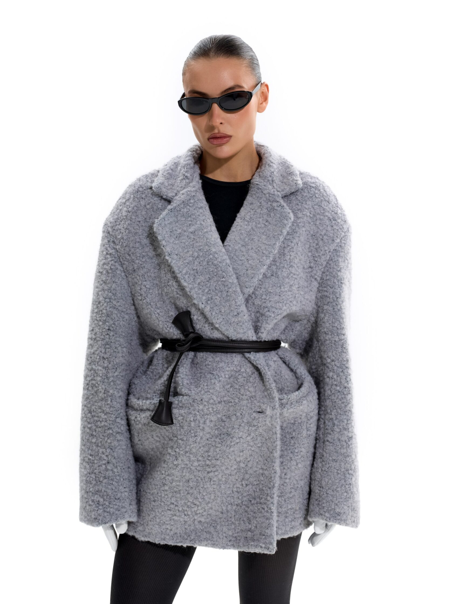 Пальто из смесовой шерсти ANOTHER SELECT, цвет: серо-голубой, 00074 купить онлайн