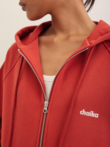 Худи из футера на молнии Chaika, цвет: красный, AW25HO03-60 купить онлайн