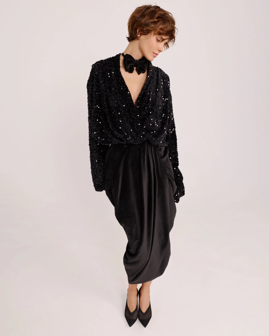 Блуза из пайеток BLACK Anmuse, цвет: Черный, BL25W217-BLC купить онлайн