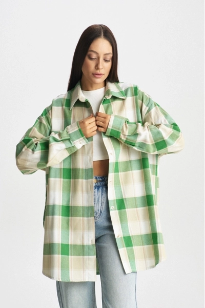 Рубашка в клетку Green Erist store, цвет: зеленый, НФ-00001902 купить онлайн