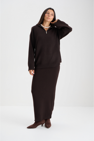 Костюм (джемпер на молнии + юбка) MIA AIM, цвет: шоколадный, MIA697 купить онлайн