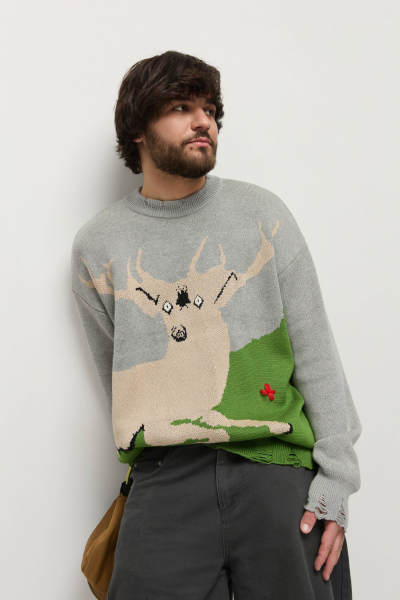 Джемпер Around x Гастроли AROUND, цвет: серый/зеленый, 219_143C01 купить онлайн