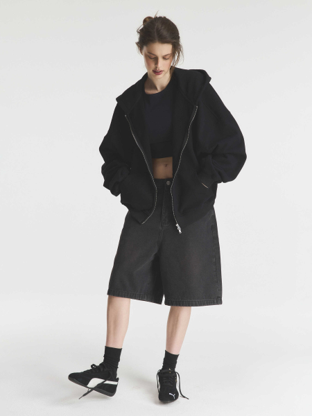 Зип-худи "Attitude matinale" Black Crop Fit