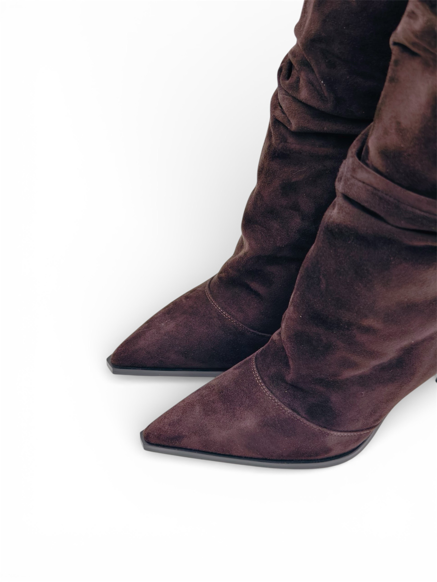 Сапоги демисезонные из натуральной замши GRANDERA, цвет: темно-коричневый w1250d-17-r22-y1913 (914) купить онлайн