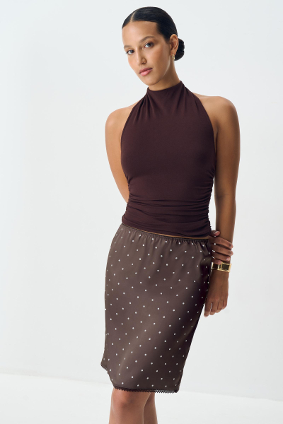 Юбка из сатина в горох Charmstore, цвет: шоколадный, 116-39239-551 купить онлайн