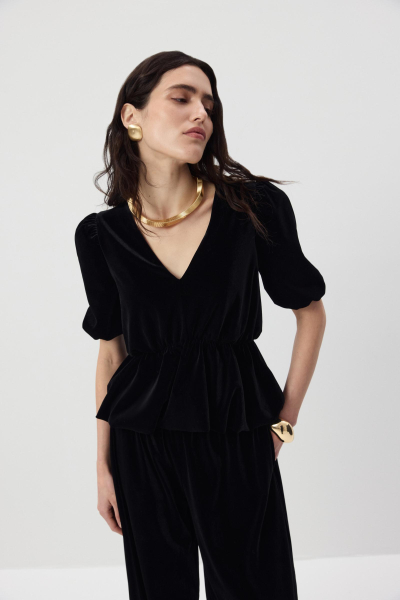 Блуза из бархата Charmstore, цвет: Черный, 102-48542-880 купить онлайн