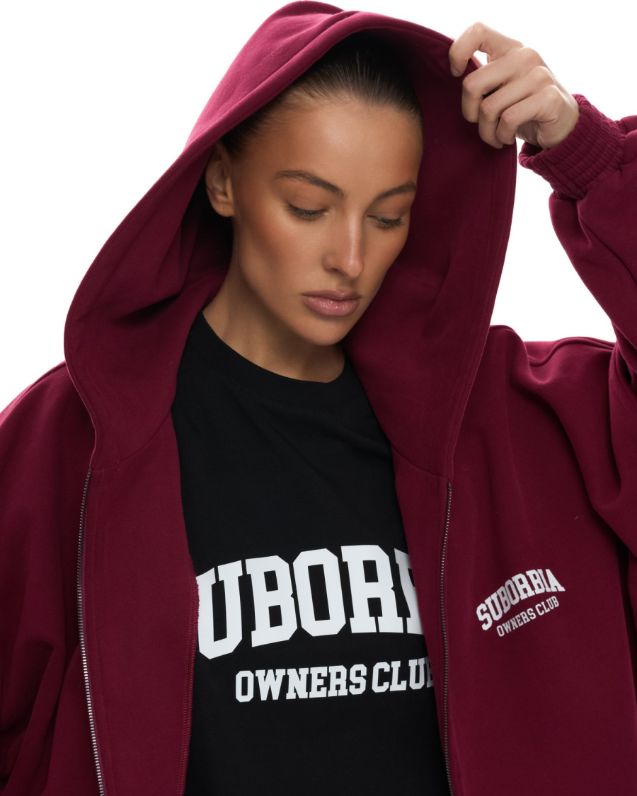 Худи ZIP OWNERS CLUB Suborbia, цвет: burgundy, 006255 купить онлайн