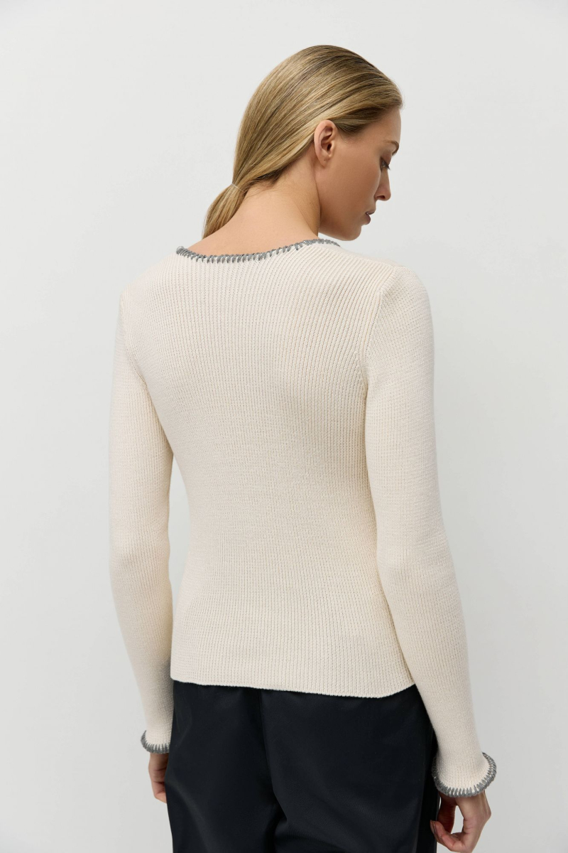 Джемпер в рубчик с ручной отделкой AROUND, цвет: Светло-бежевый, 219_120CA02 купить онлайн