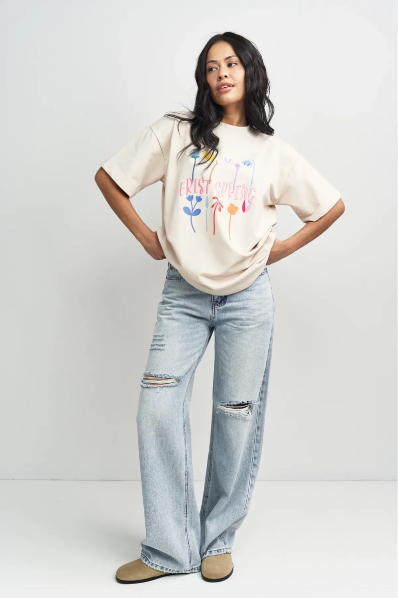 Футболка Весна Erist store, цвет: бежевый, НФ-00003437 купить онлайн