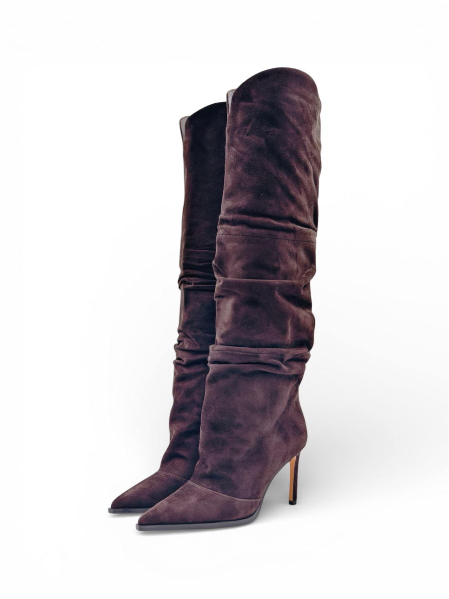 Сапоги демисезонные из натуральной замши GRANDERA, цвет: темно-коричневый w1250d-17-r22-y1913 (914) купить онлайн