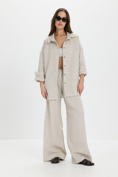 Рубашка лен ABDA, цвет: бежевый, 412609303502 купить онлайн