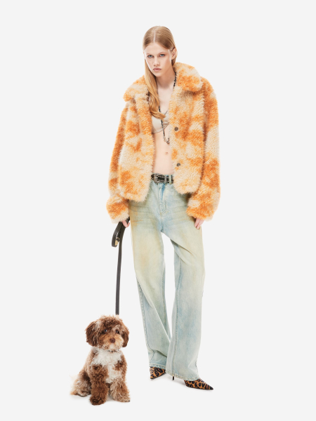 Укороченная фактурная шуба p.p.s., цвет: миндально-бежевый, P_0813.00.00 купить онлайн