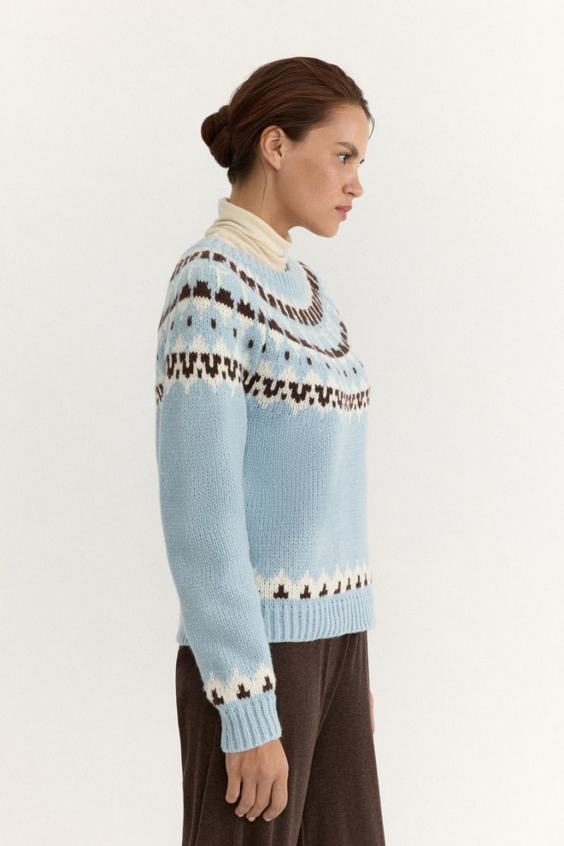 Джемпер с принтом TOPTOP, цвет: голубой с принтом, TT.050.17397.601 купить онлайн