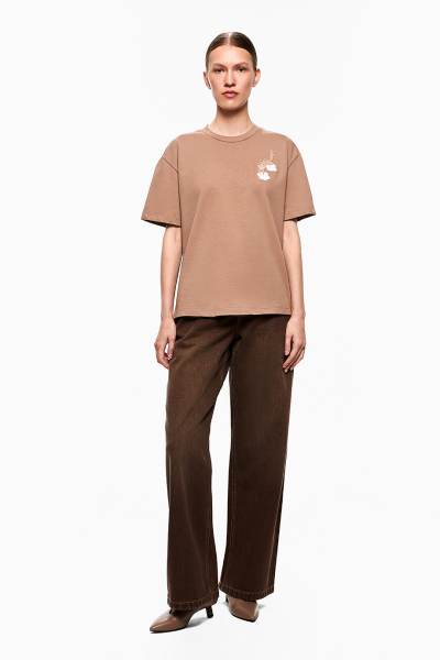 Хлопковая футболка DREAMS BY ALENA AKHMADULLINA, цвет: бежевый, 225103120404248/419000 купить онлайн