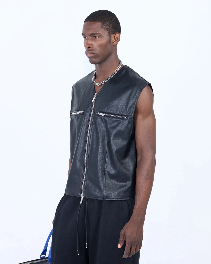 Жилет из экокожи BLACK ASIA ST 71, цвет: Черный, Ast71.vest-leather-bl купить онлайн