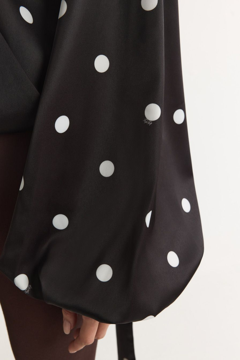 Блуза с принтом «горох» TOPTOP, цвет: черный с принтом, TT.020.18396.901 купить онлайн