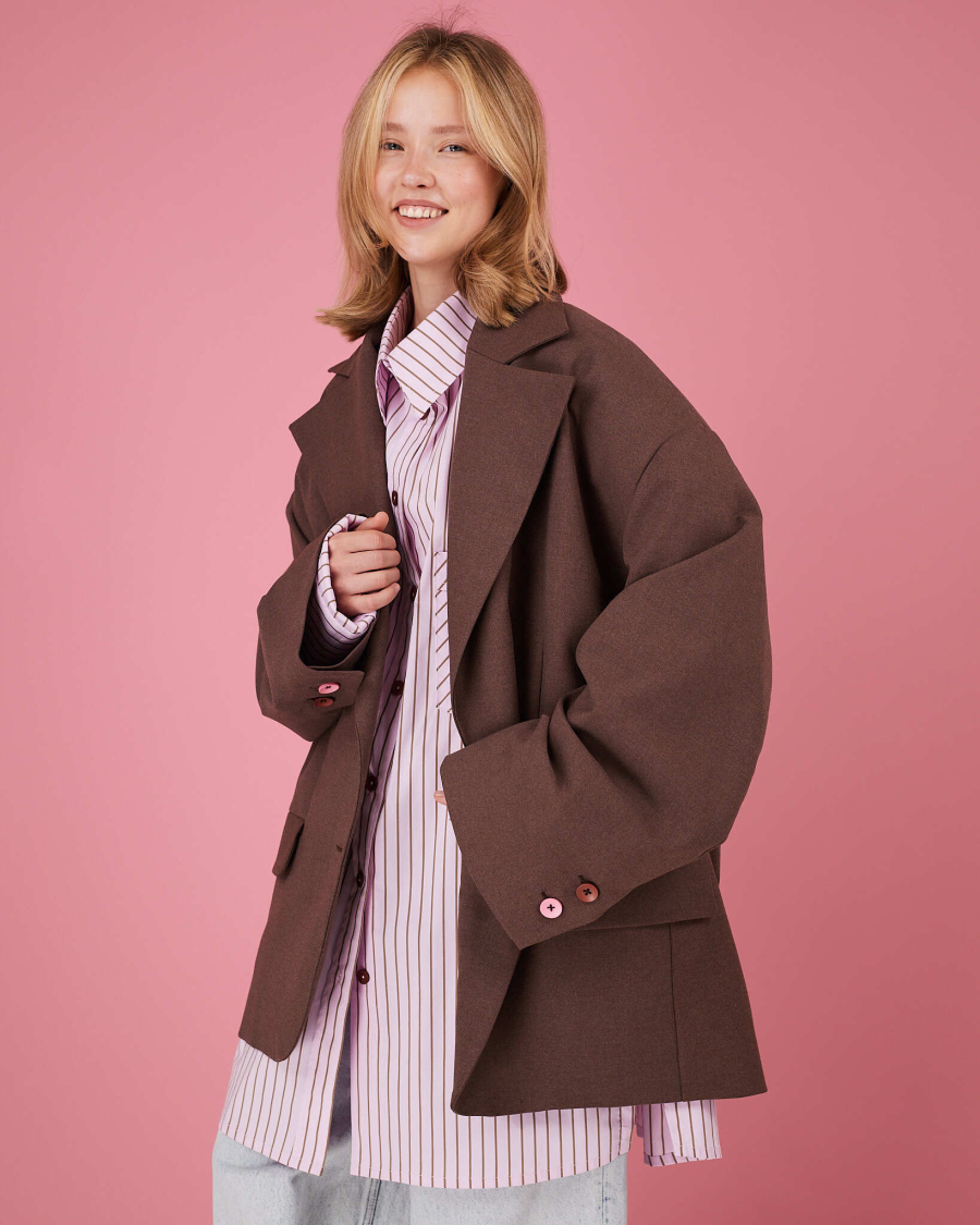 Пиджак макси шоколадный TABOO, цвет: шоколад, Blzr02 купить онлайн