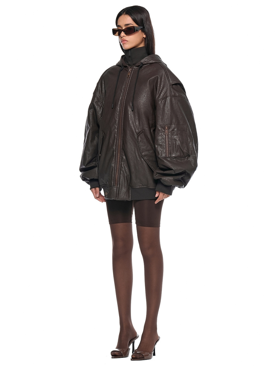 Бомбер с капюшоном OUT OF REACH, цвет: коричневый, BMBROOROHBRN купить онлайн