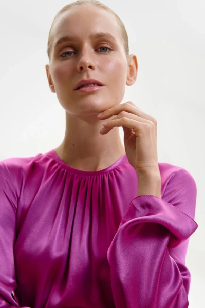 Платье миди с вырезом на спине Daisyknit, цвет: фиолетовый,  купить онлайн