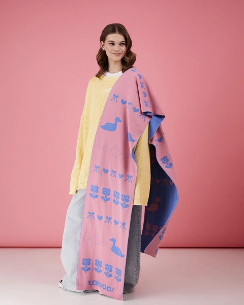 Двухсторонний шарф голубо-розовый TABOO, цвет: голубой Scarf02 купить онлайн