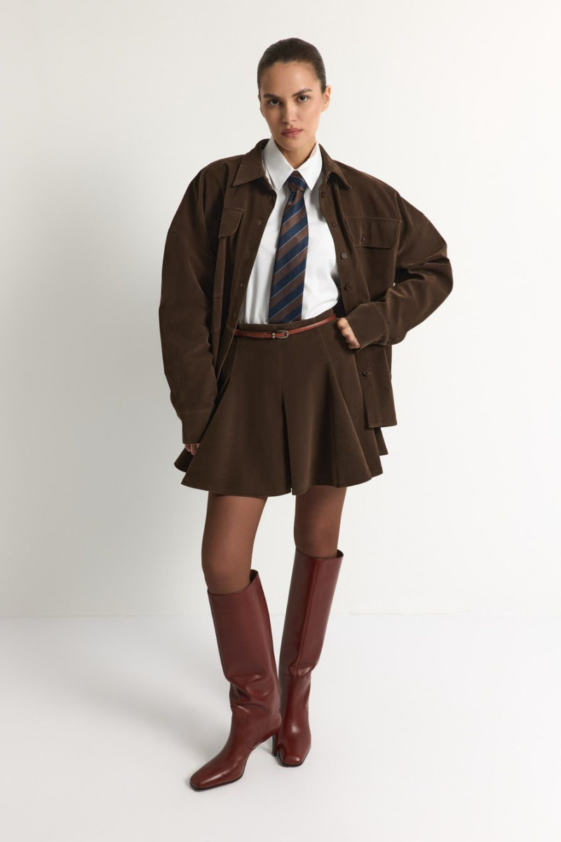 Юбка из экозамши TOPTOP, цвет: коричневый, TT.070.18774.700 купить онлайн