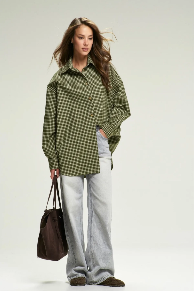 Рубашка Oversized в клетку Green Erist store, цвет: зеленый, НФ-00002701 купить онлайн