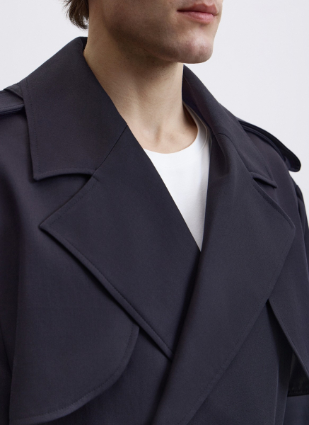 Тренч свободного кроя удлинённый ALL WE NEED, цвет: Черный, 2603M5201-01 купить онлайн