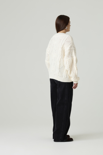 Джемпер вязаный с V-вырезом, косы 4forms, цвет: Сливочный, 65492 купить онлайн