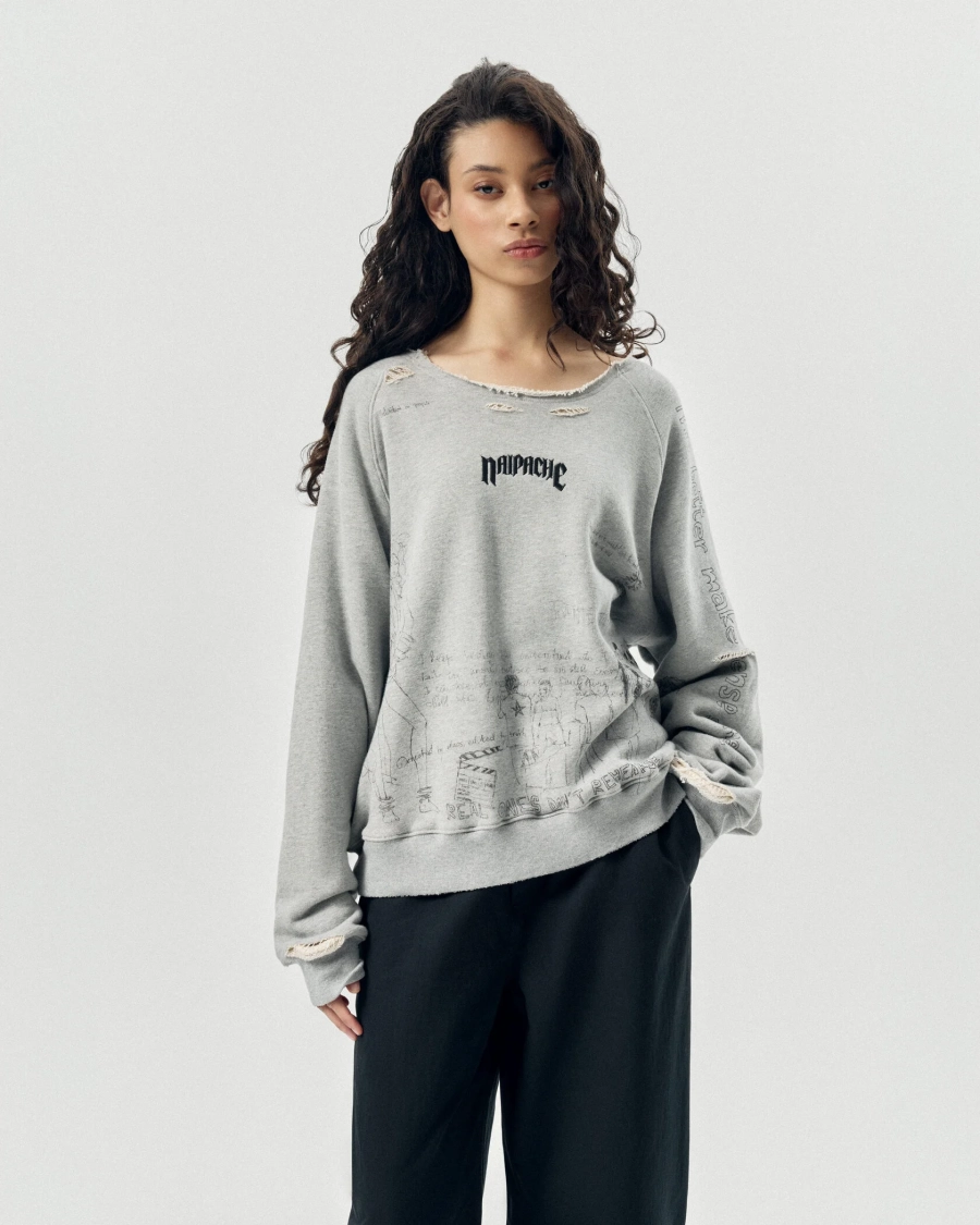 Свитшот Скетч NAIPACHE, цвет: серый, 2613002800 купить онлайн