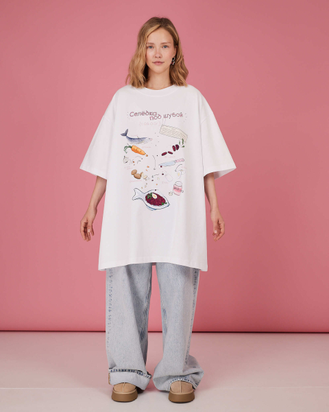 Футболка Селедка под шубой TABOO, цвет: белый, ThSel купить онлайн