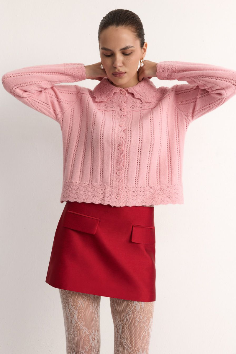 Кардиган с отложным воротником TOPTOP, цвет: розовый, TT.051.18934.300 купить онлайн