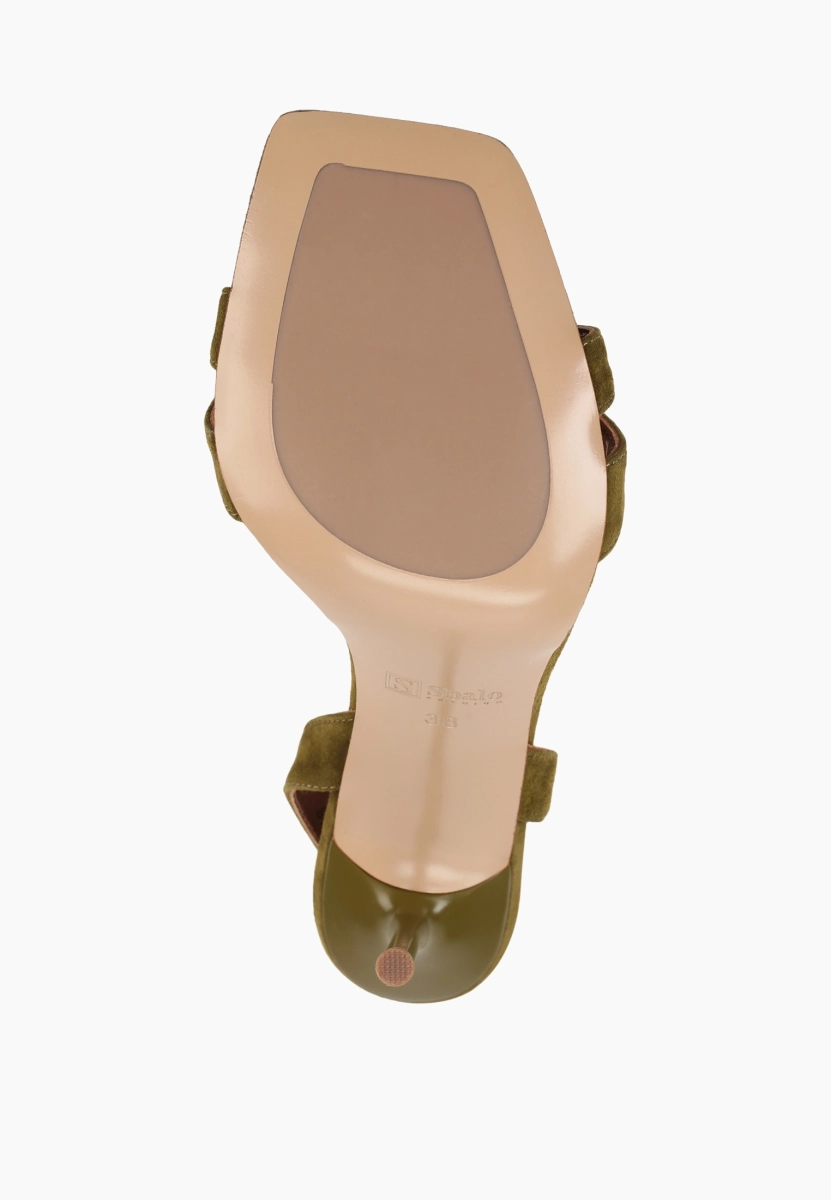 Босоножки из натуральной замши SBALO, цвет: хаки STR26 купить онлайн