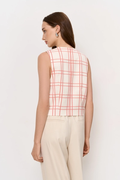 Костюмный жилет PAPAYA, цвет: молочный в красную клетку, SS230700VEST купить онлайн