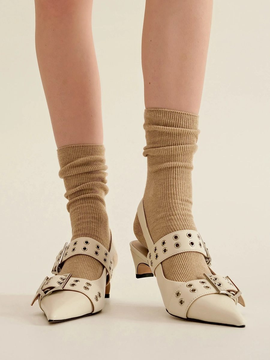 Женские носки в рубчик TENDEN, цвет: бежевый меланж WSF21/04-бежевый меланж купить онлайн