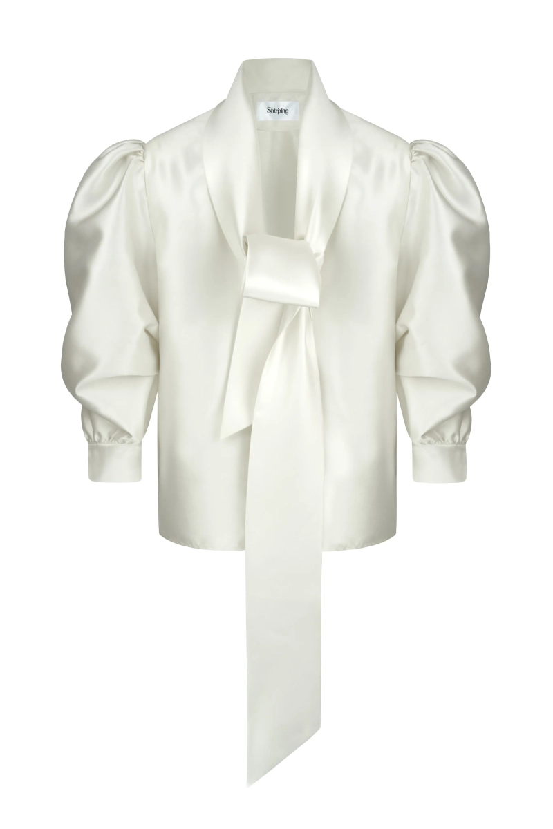 Блуза с бантом Shtripling, цвет: белый, SHRUB006WHT купить онлайн