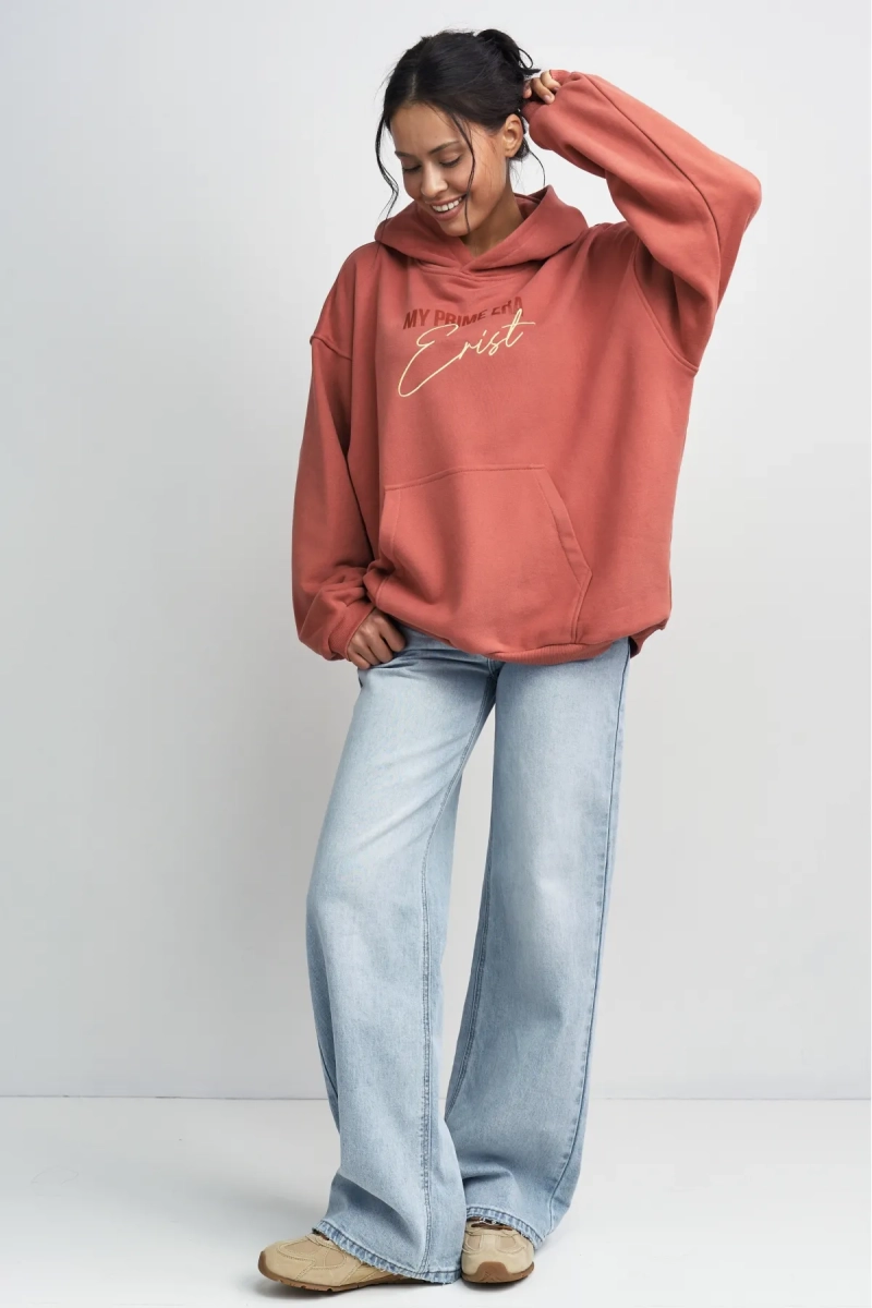 Худи с принтом Erist store, цвет: терракотовый, НФ-00003409 купить онлайн