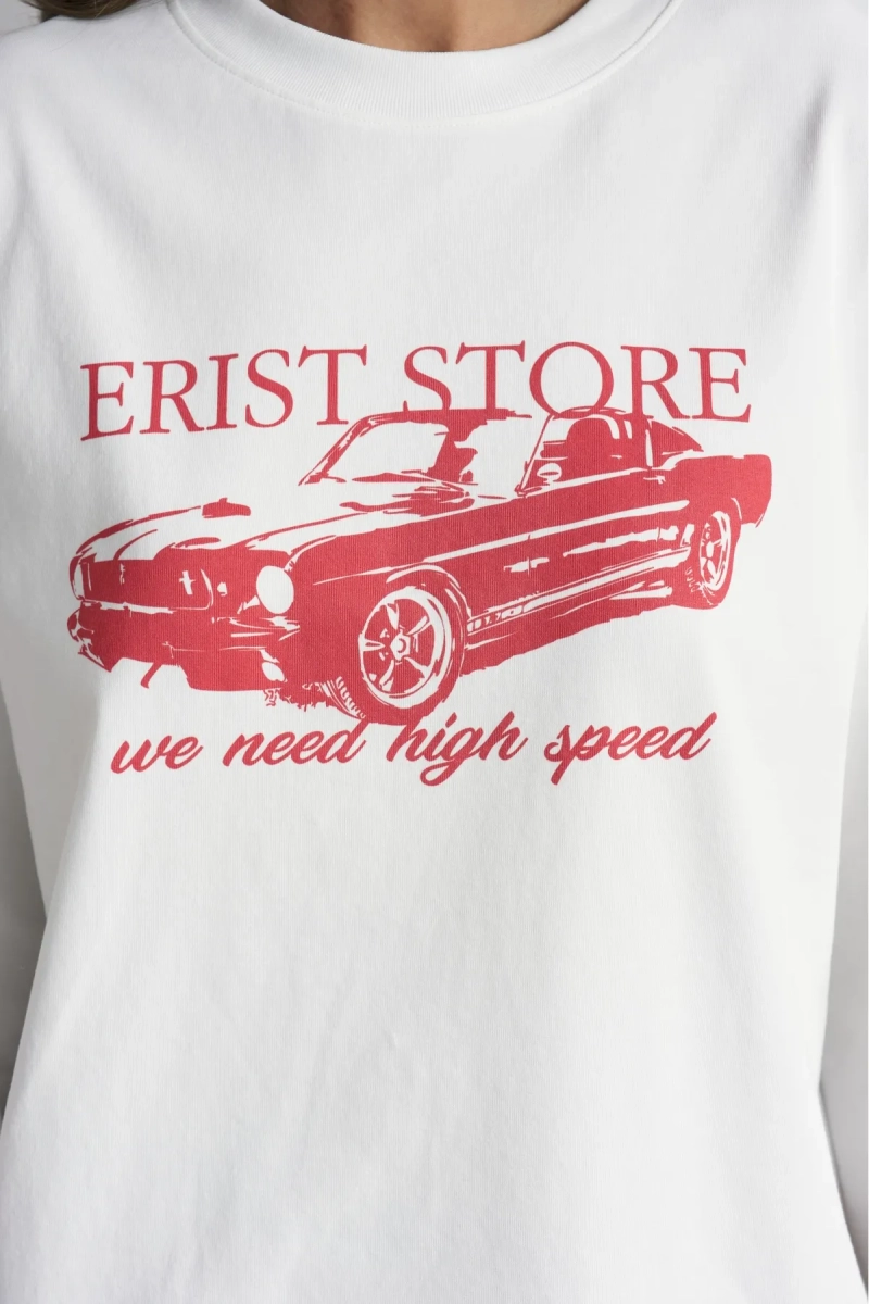 Лонгслив из хлопка Машина Erist store, цвет: белый, НФ-00003573 купить онлайн