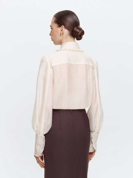 Полупрозрачная блуза ANNA PEKUN, цвет: кремовый,  купить онлайн