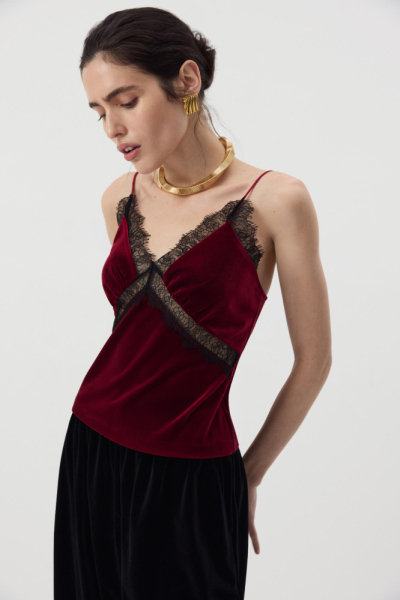 Топ из бархата с кружевом