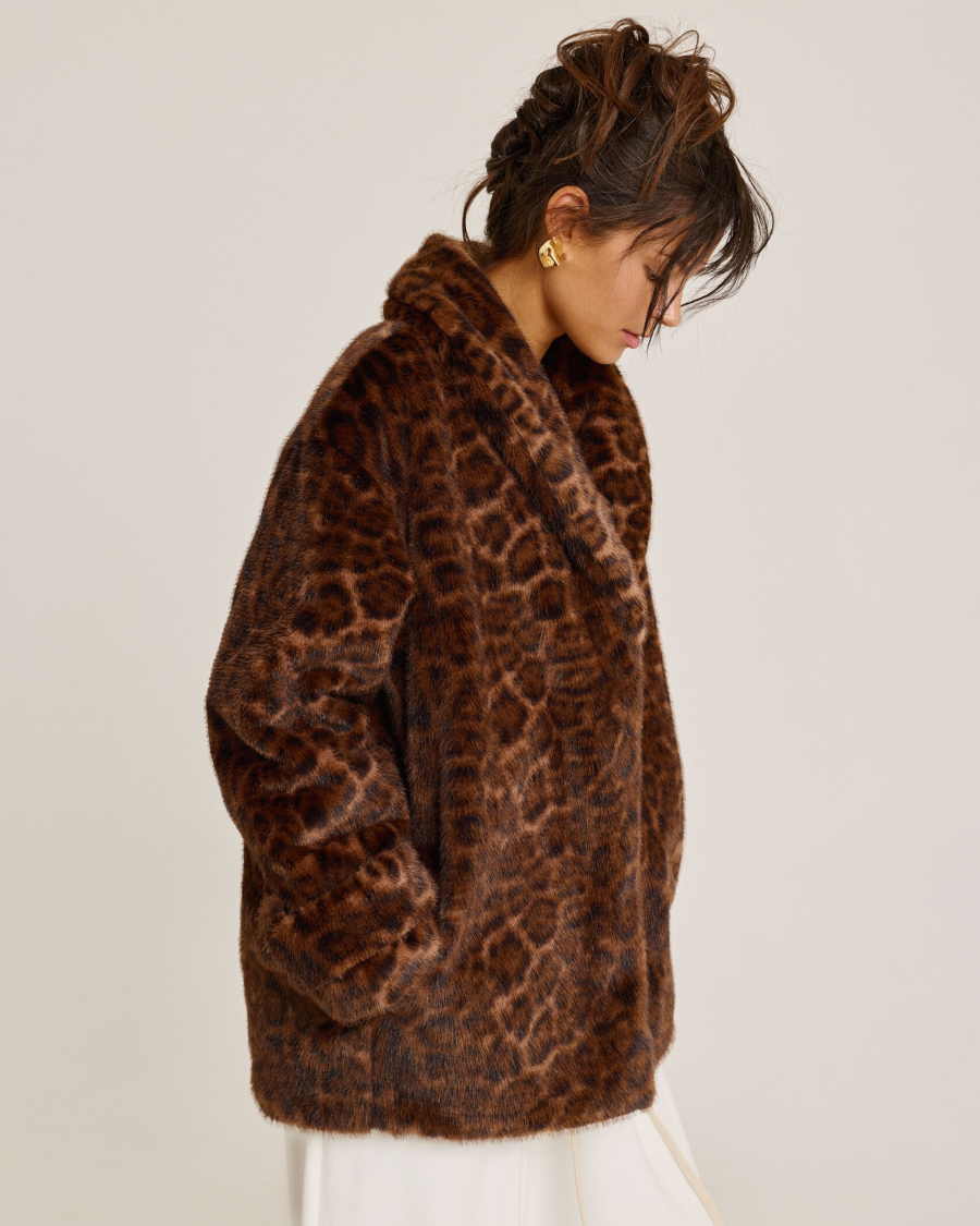 Пальто меховое LEOPARD Anmuse, цвет: разноцветный, FUR25W184-LEO купить онлайн