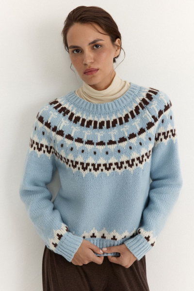 Джемпер с принтом TOPTOP, цвет: голубой с принтом, TT.050.17397.601 купить онлайн